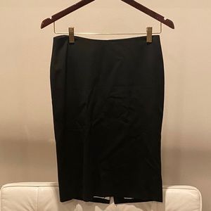 DOLCE GABBANA BLACK KNEE LENGTH PENCIL WOOL SKIRT